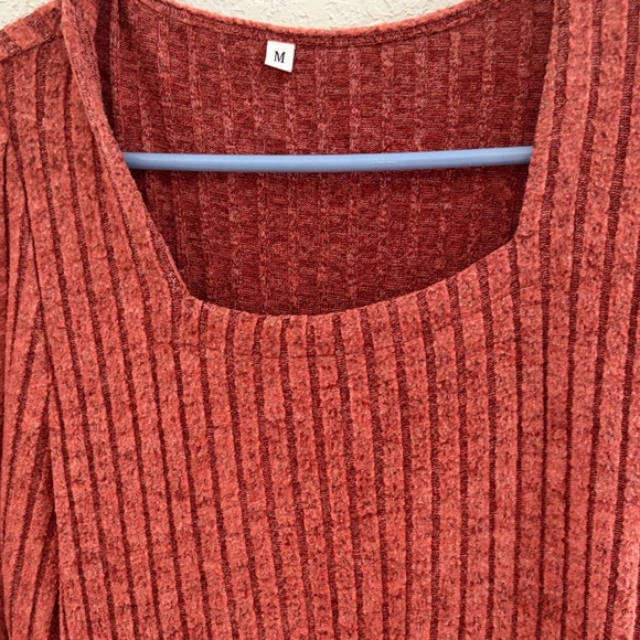 Amazon Rust Ribbed Knit Dress - Picture 2 of 3